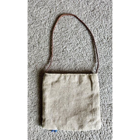 Woven MARIA LA ROSA ITALY Patchwork PURSE Shoulder Bag 10x10" Leather Strap Vtg - Picture 7 of 8